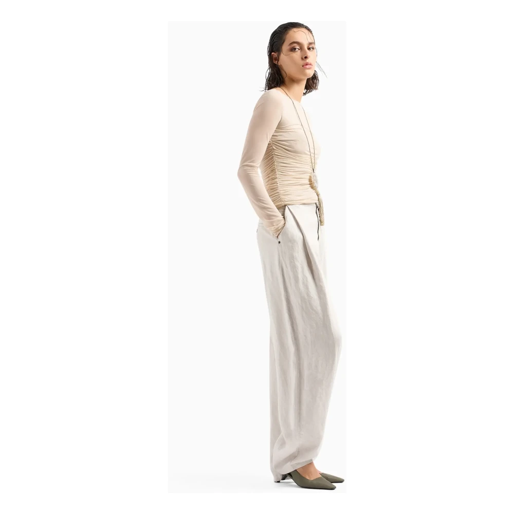 Emporio Armani Gedrapeerde Top in Licht Beige Dames