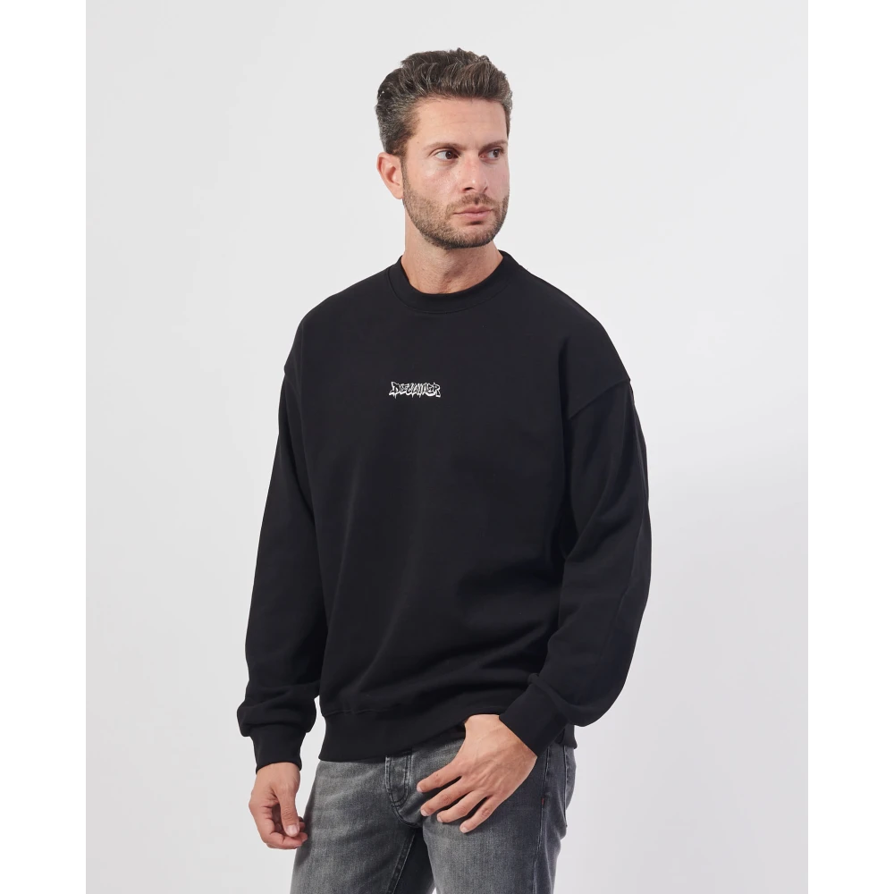 Disclaimer Zwarte Crewneck Lange Mouw Logo Sweatshirt Black Heren