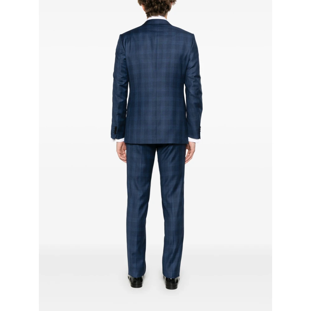 Ermenegildo Zegna Geruit wollen pak Blue Heren