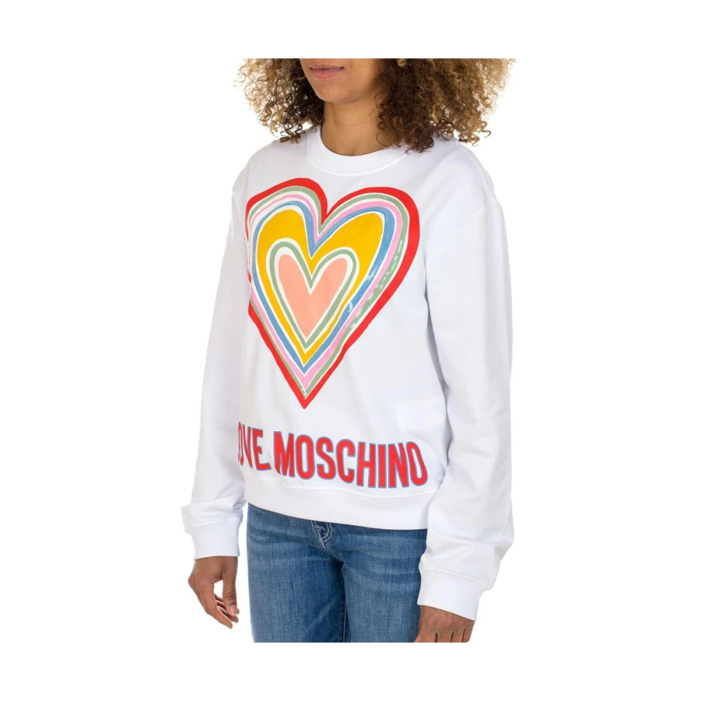 Love Moschino Kleurrijk Hart Ontwerp Sweatshirt White Dames