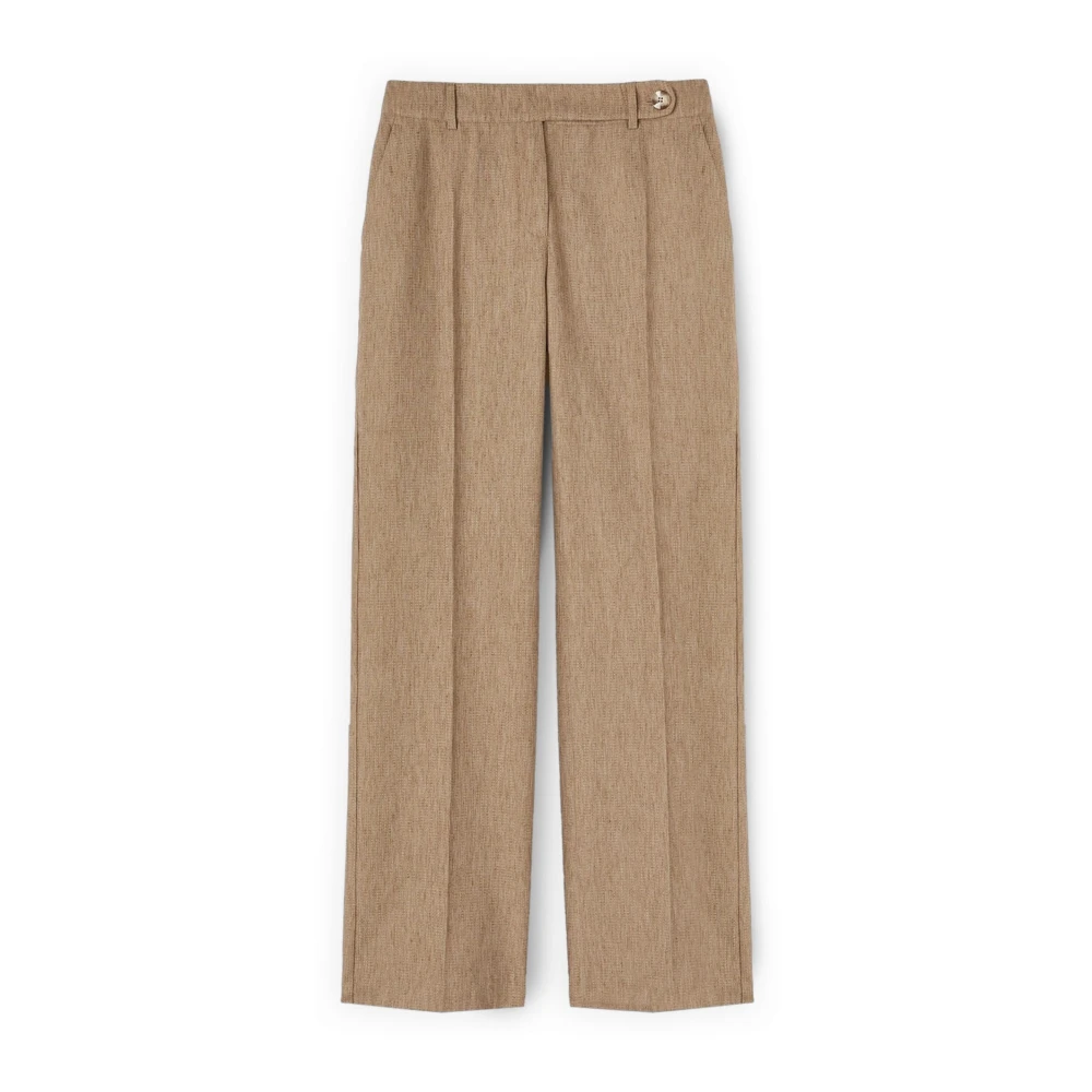 Motivi Donna Beige - Pantaloni Ampi In Misto Lino - Trousers - Xl