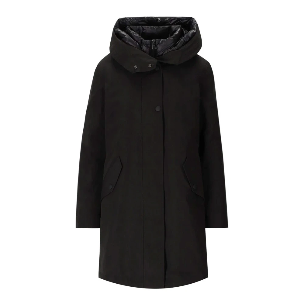Woolrich Lange militaire jas met afneembare gewatteerde binnenjas Black Dames