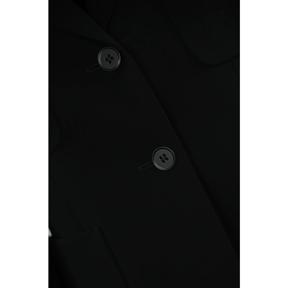 Max Mara Studio Zwarte single-breasted jas met V-hals Black Dames