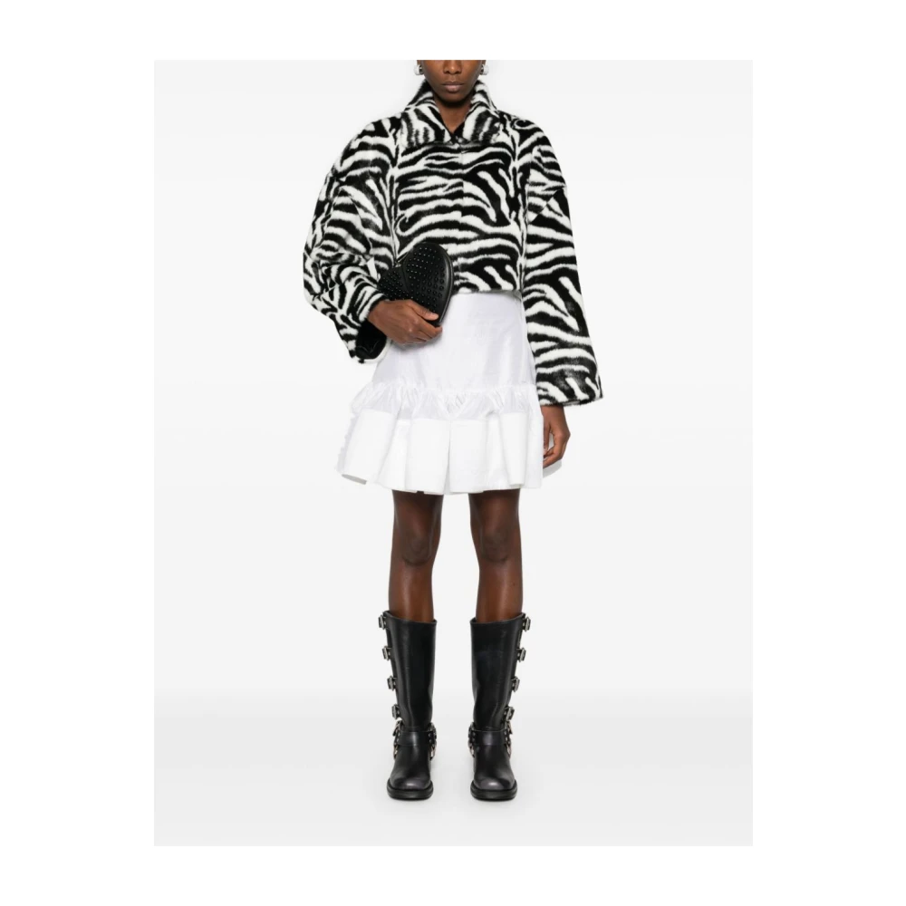 Rotate Birger Christensen Zebra Print Faux Fur Crop Coat Black Dames