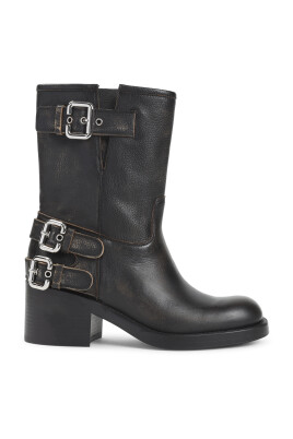 Bottes Carrées En Mat Noir À Talon Haut Bloc Et Plateforme | Chaussures | FR