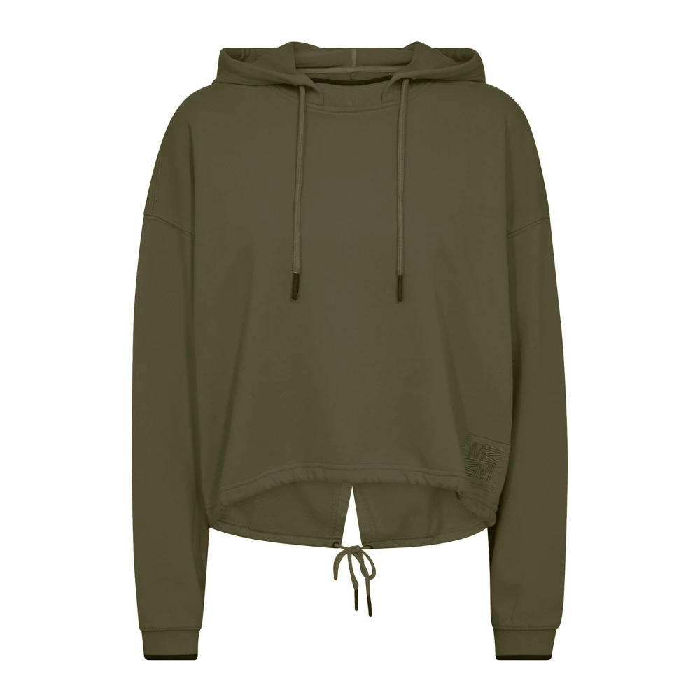 MOS MOSH Zeeschildpad Cropped Hoodie Sweatshirt Green Dames