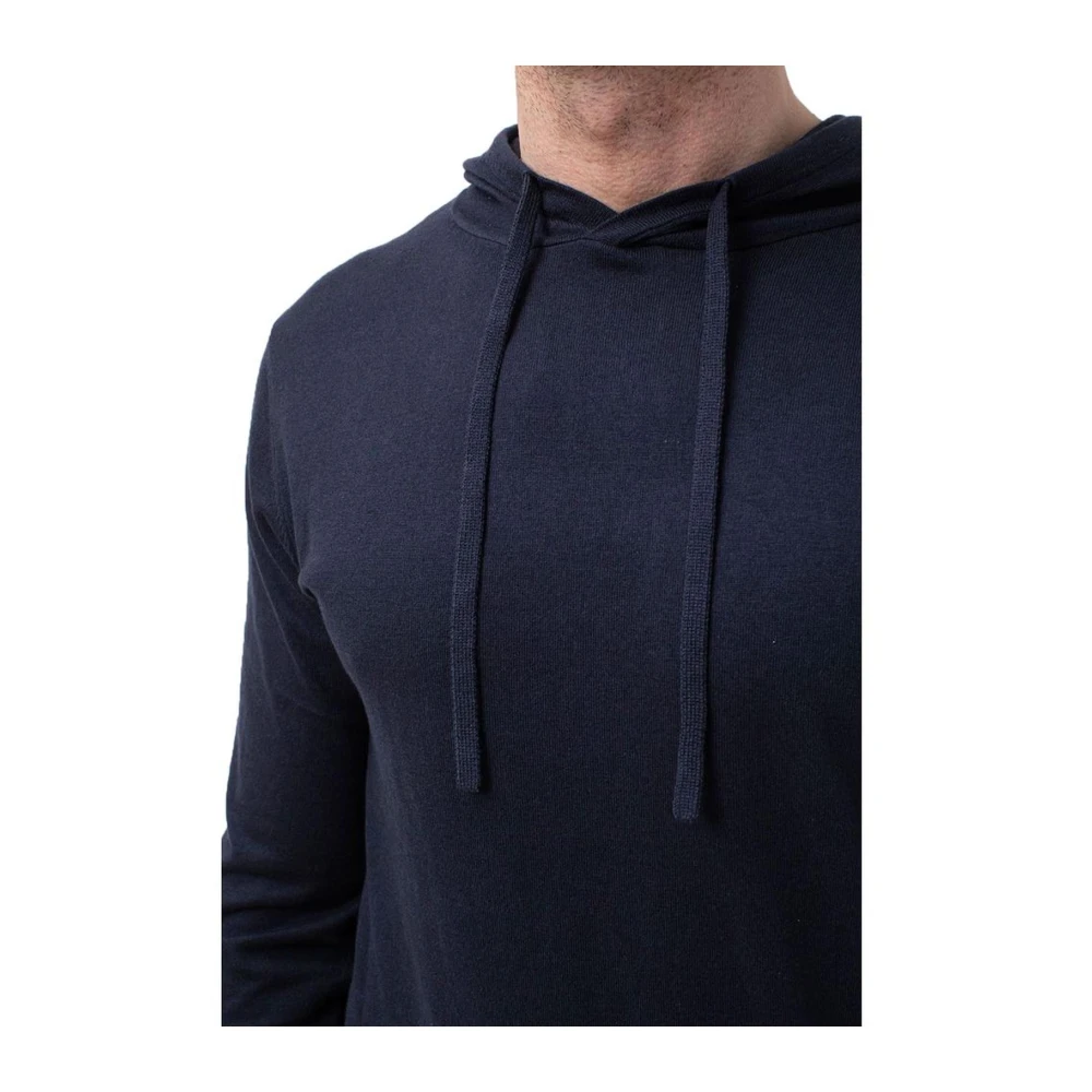 People of Shibuya Blauwe Katoen Kasjmier Hoodie met Koord Blue Heren