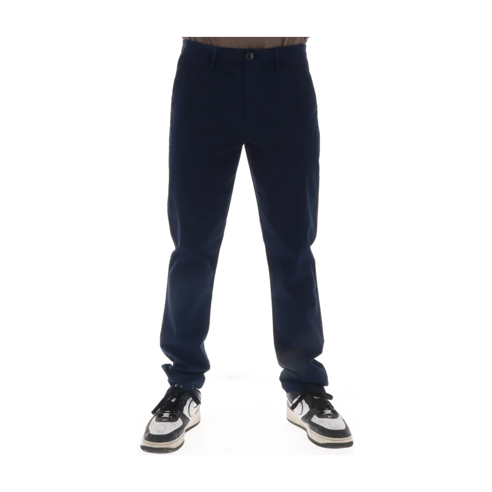 Sun68 Blauwe Katoenen Broek Rits Knoopsluiting Blue Heren