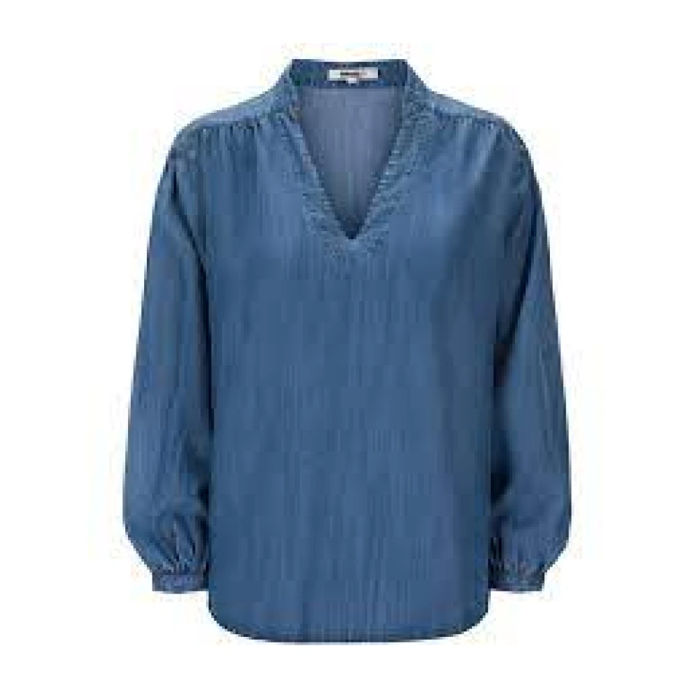 Blå Provence Bluse i Mykt Tencel Stoff