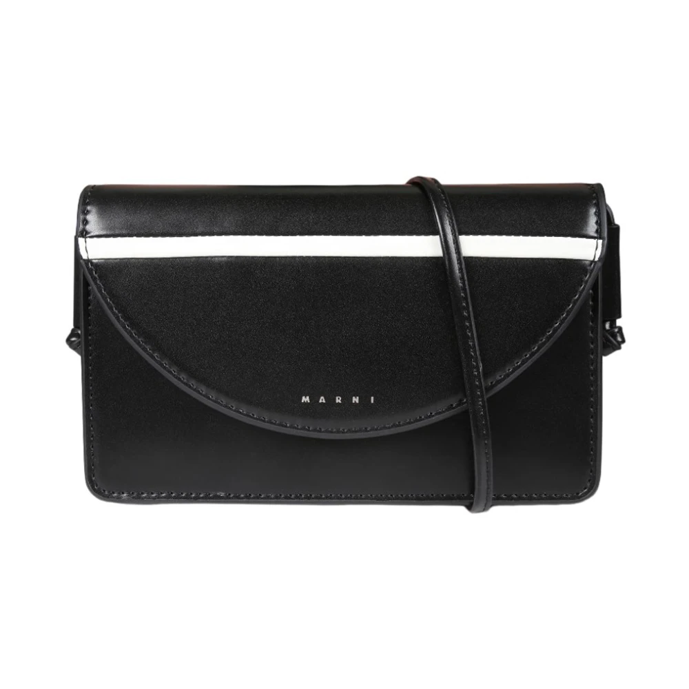 Marni Eco Leren Crossbody Tas Black Dames