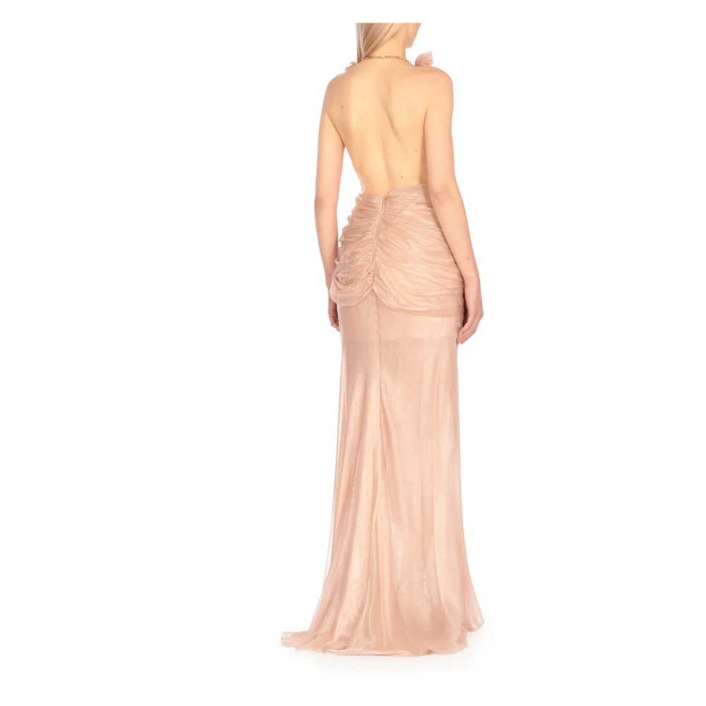 Maria Lucia Hohan Roze Zijden Jurk met Diepe V-Hals Pink Dames