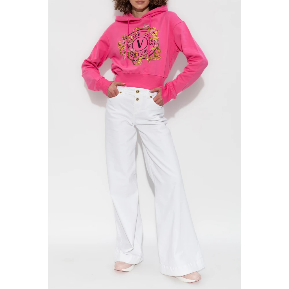 Versace Jeans Couture Sweatshirt met print en glinsterende pailletten Pink Dames