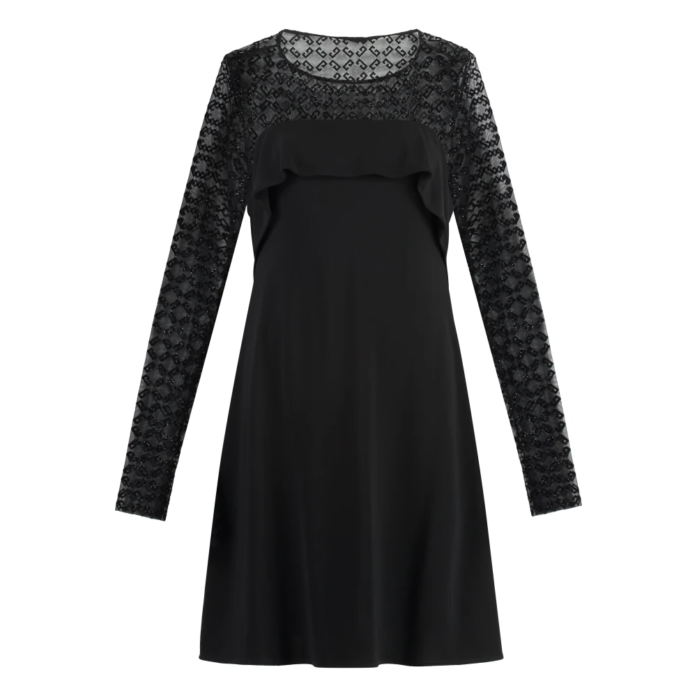Givenchy Elegante jersey jurk met monogram-ruffle Black Dames