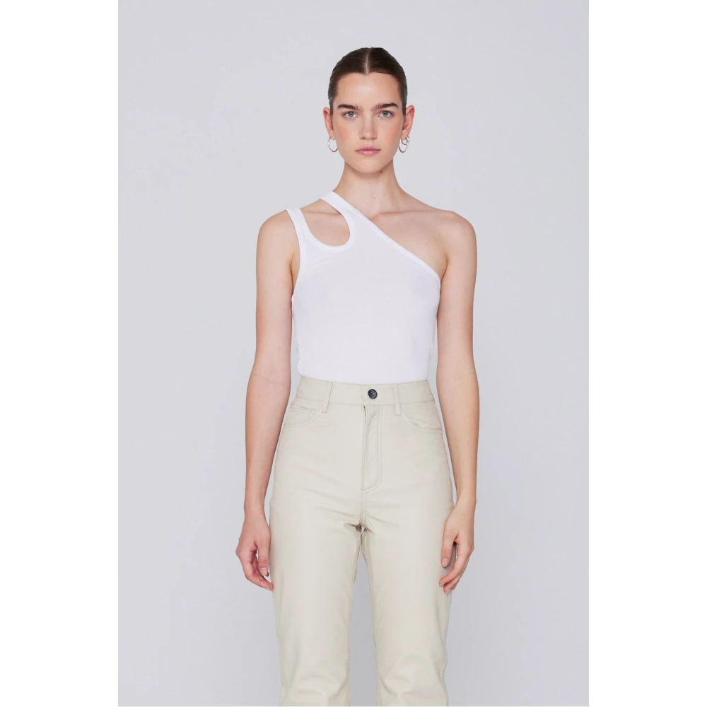 Remain Birger Christensen Asymmetrische Katoenen Top White Dames