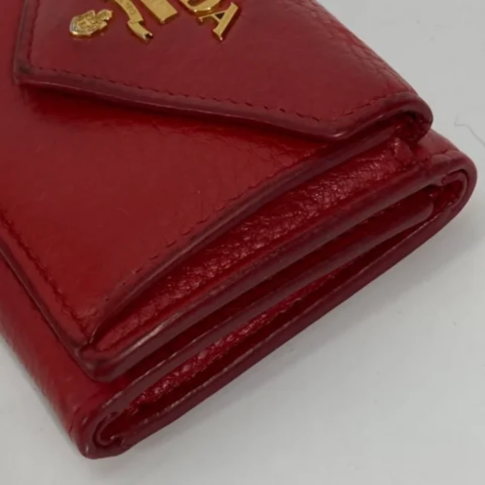 Prada Vintage Pre-owned Leather wallets Red Dames