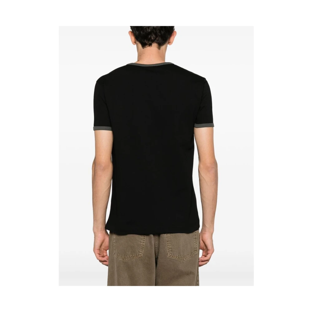 Dries Van Noten Zwarte Crew Neck Korte Mouw Tee Black Heren
