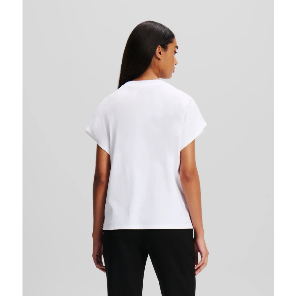 Karl Lagerfeld Biologisch katoenen T-shirt met logoborduursel White Dames