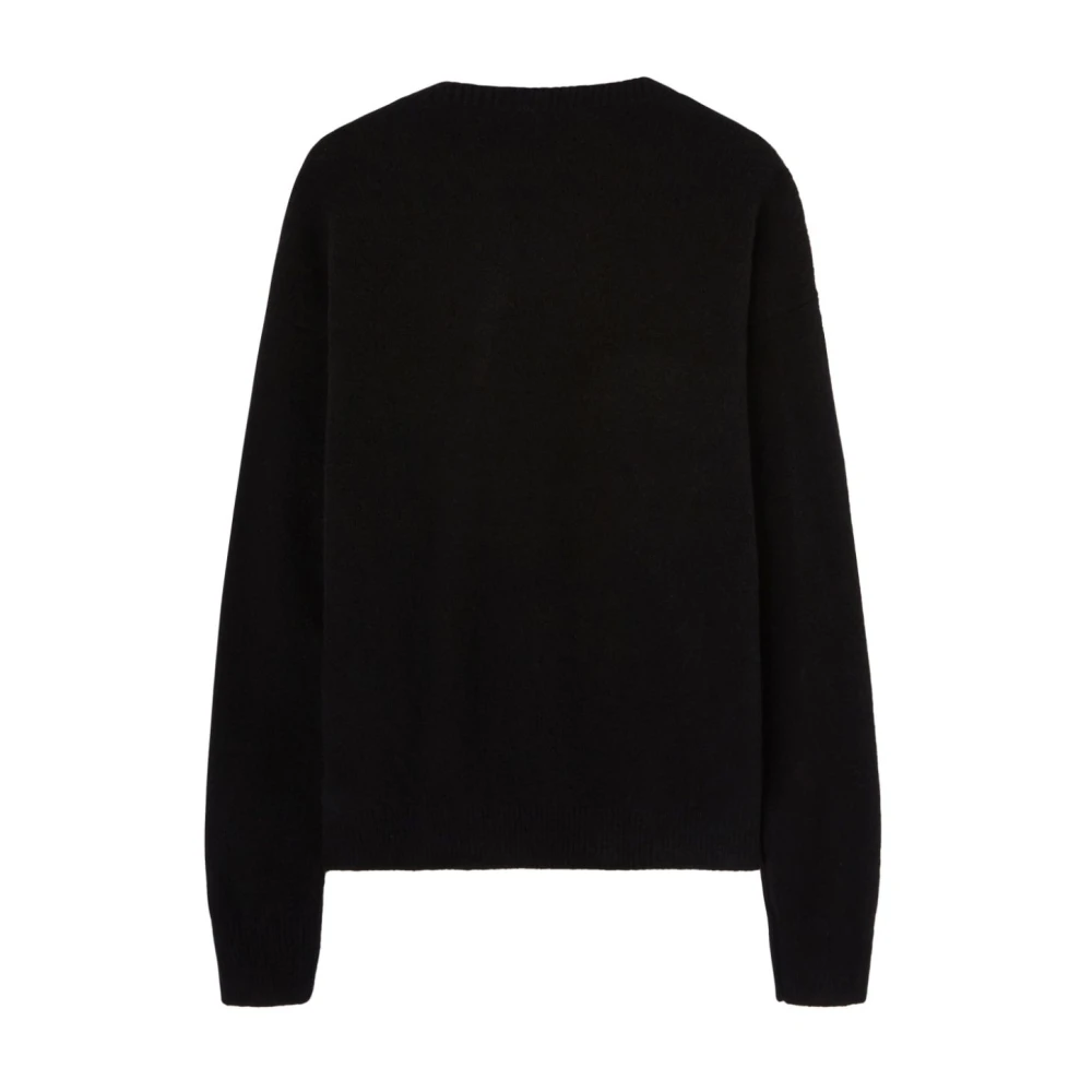 Palm Angels Zwarte Logo Gebreide Trui Black Heren