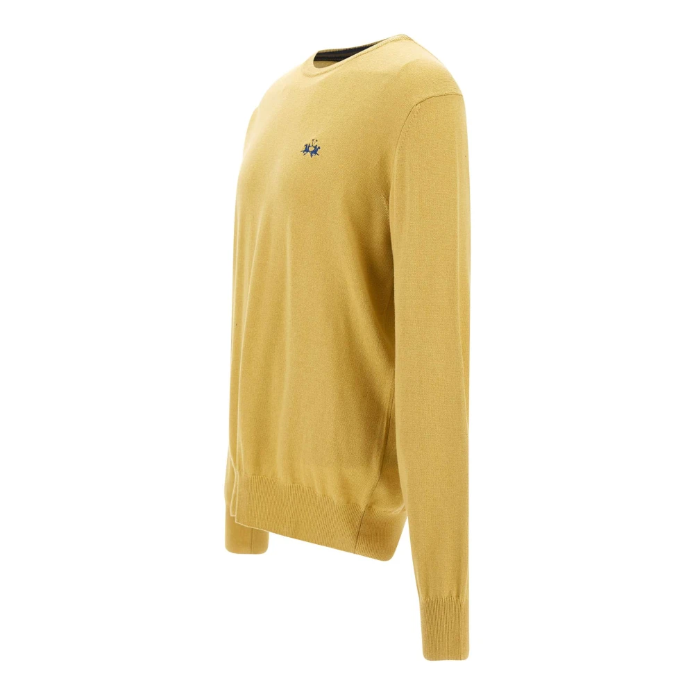 LA MARTINA Heren Gele Trui met Blauw Logo Yellow Heren