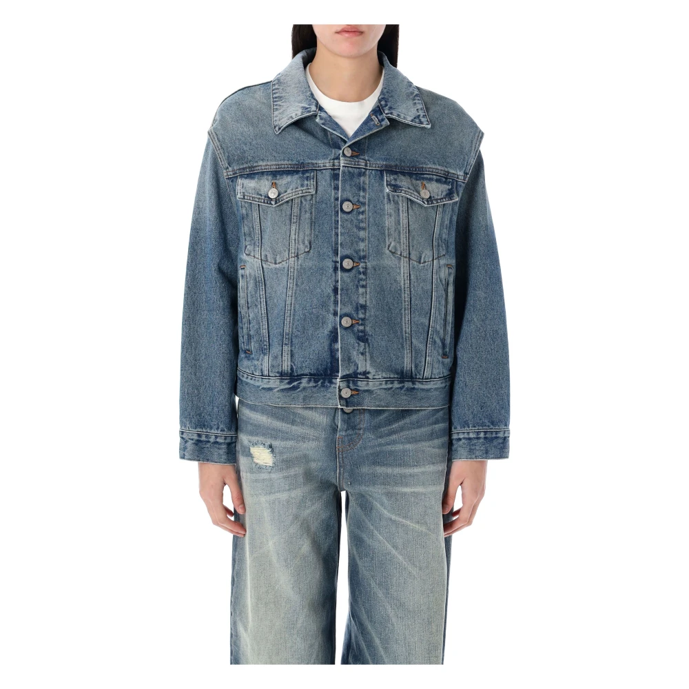 MM6 Maison Margiela Denim Jas met Unieke Mouwuitsnijding Blue Dames