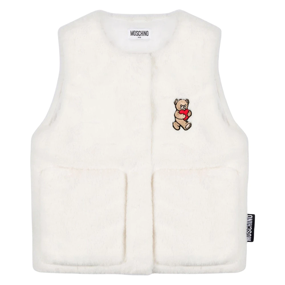 Moschino Girls Ivory Teddy Fleece Gilet