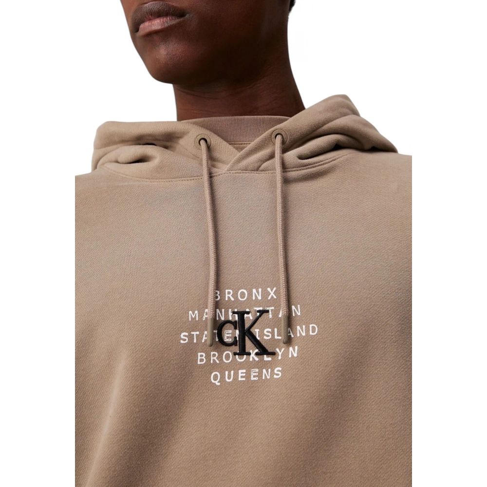 Calvin Klein Jeans Beige Hoodie met Enkele Zak Beige Heren