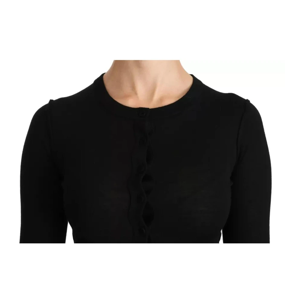 Dolce & Gabbana Zwarte wollen Crew Neck Top Black Dames