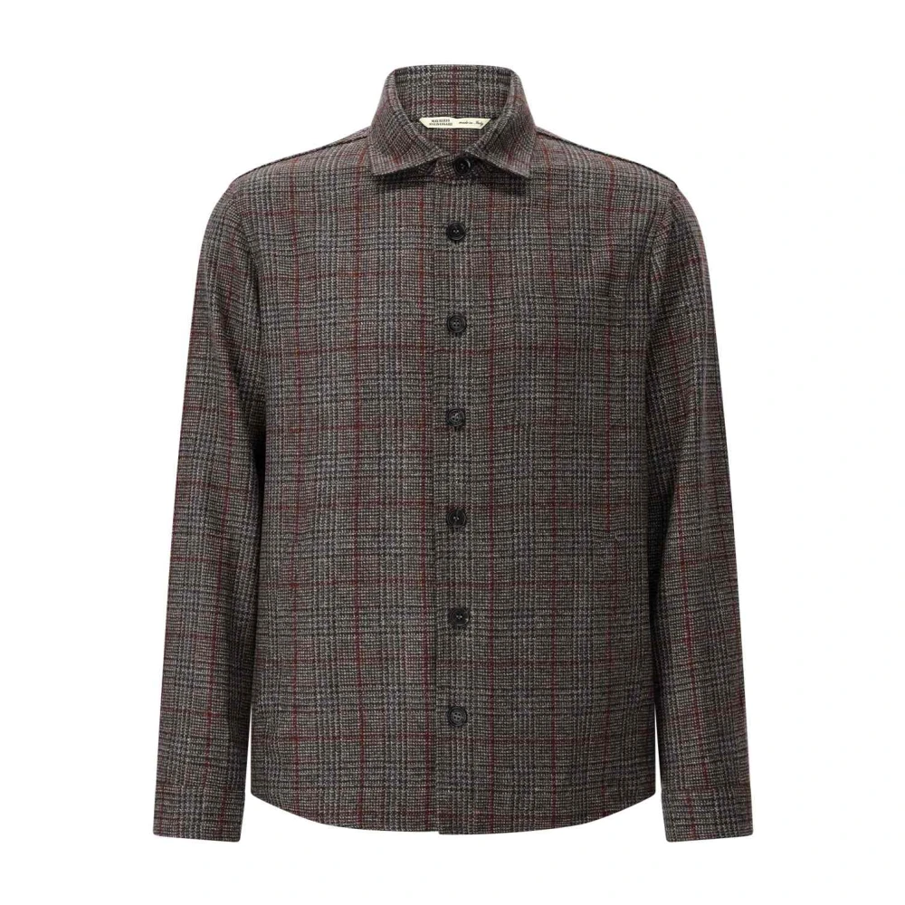 Maurizio Baldassari Mannelijk Bruin Jassen Heren, Xl, Wol, Geruit Wollen Overshirt