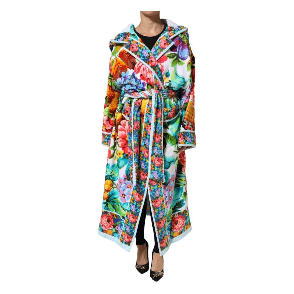 Dolce & Gabbana Multicolor Floral Print Belted Bathrobe Coat Jacket - IT42|M - Image 2
