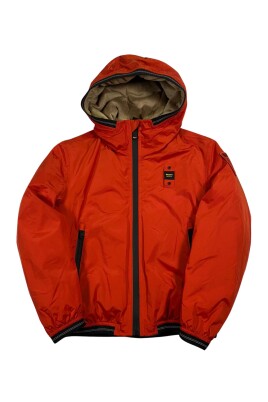 manteau-orange-enfant-a-capuche-et-doublure-en-fourrure