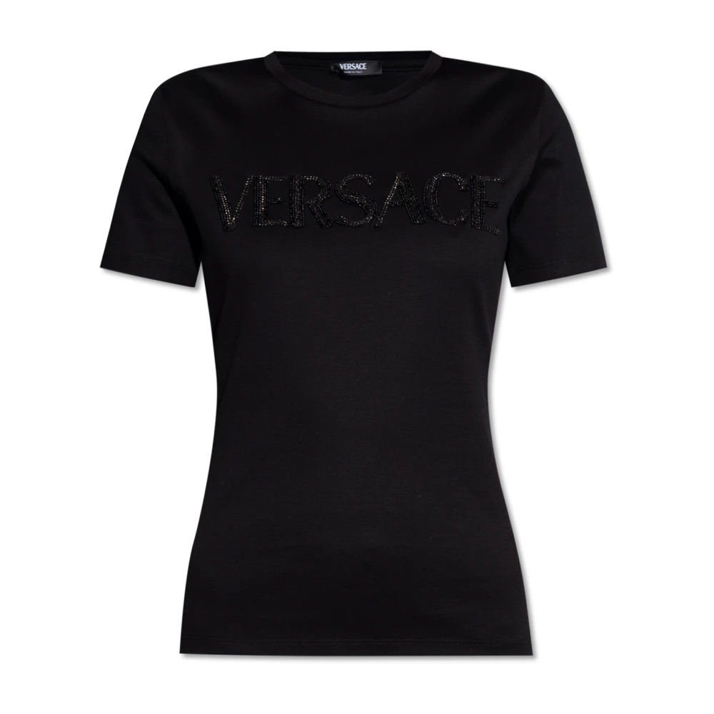 Versace T-shirt med logotyp Black, Dam
