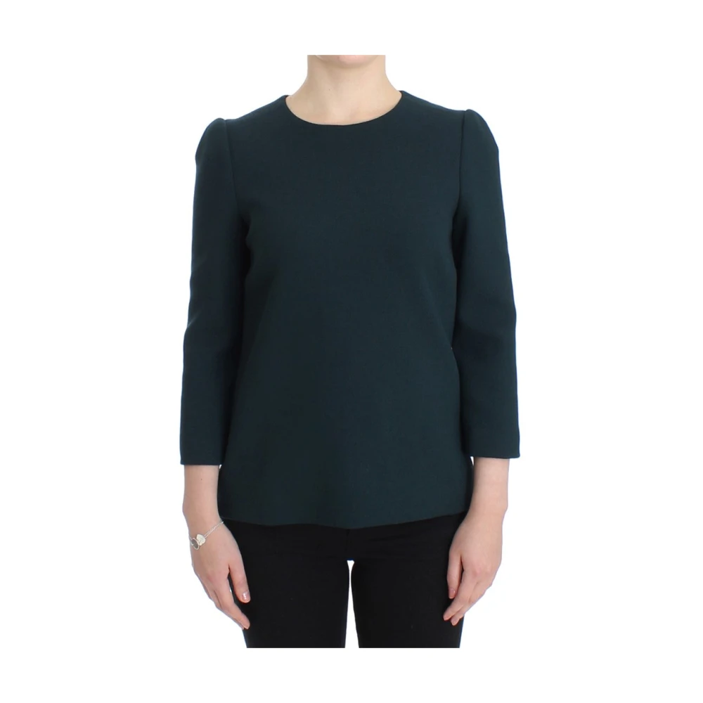 Dolce & Gabbana Women's Green Wool Blouse With 3/4 Sleeves
