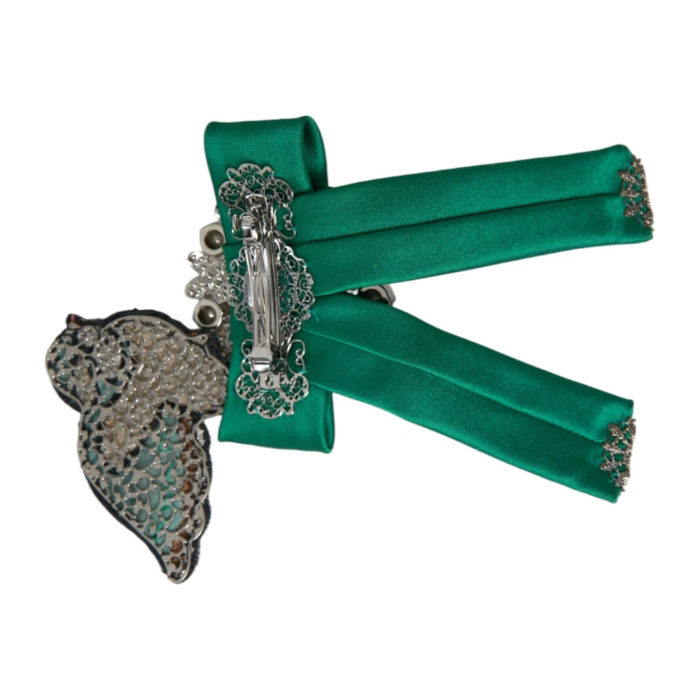 Dolce & Gabbana Kristal Satijn Vogel Haarklem Green Dames