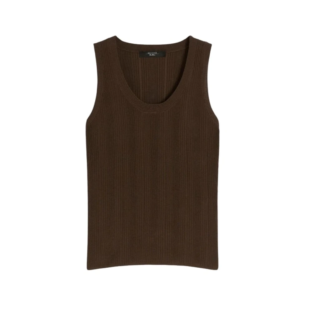 Weekend Max Mara Women's Brown Wkdcose Viscose Yarn Sleeveless Jumper - Sleeveless Tops - Xs - Tops