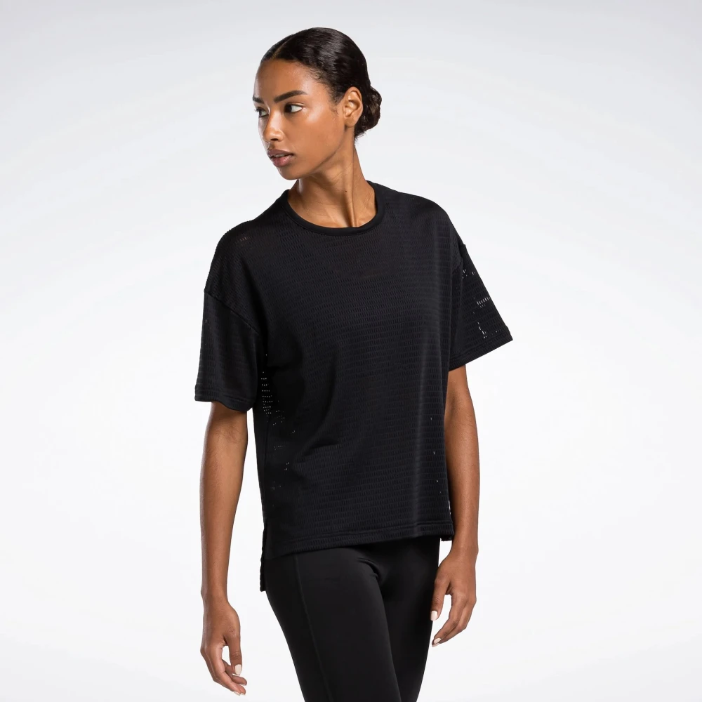 Reebok Ademende Geperforeerde Tee Black Dames