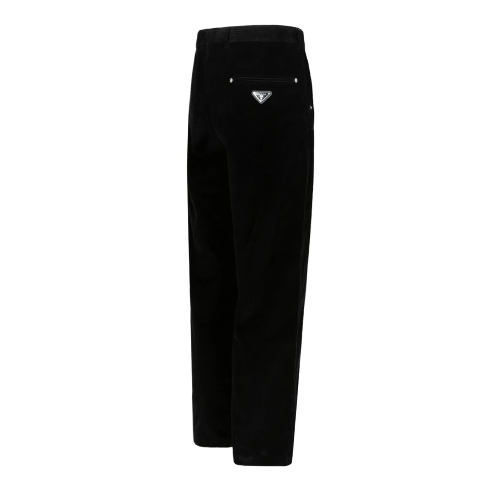 Prada Zwarte Corduroy Wortel Fit Broek Black Heren