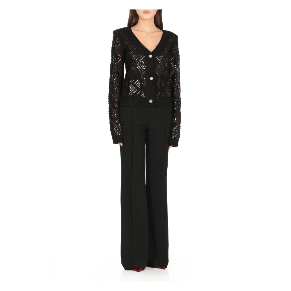Rotate Birger Christensen V-hals Cardigan met Pailletten Black Dames