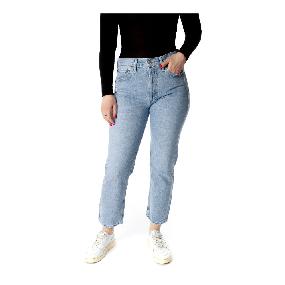 Agolde Cropped Straight Fit Jeans Blue Dames