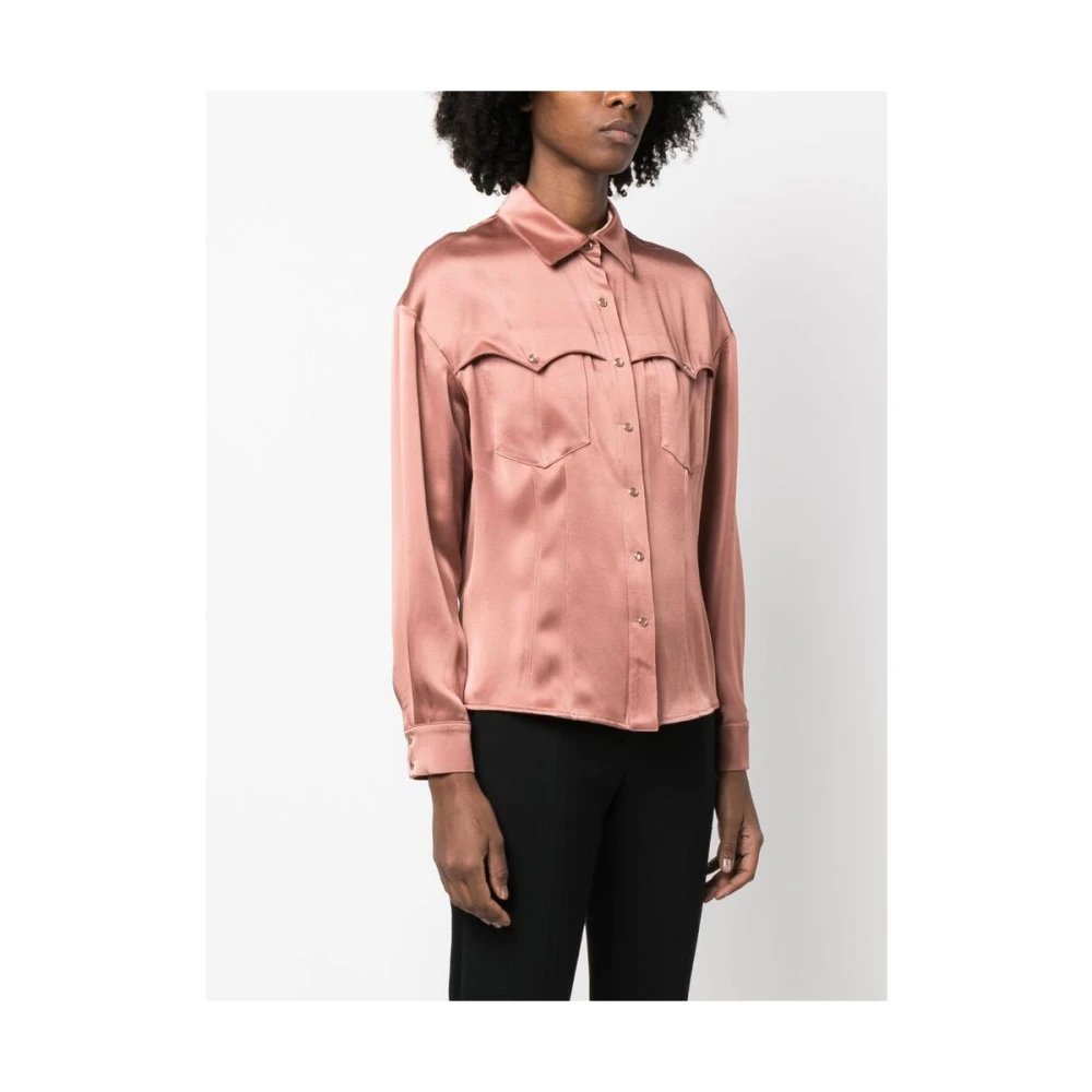 Tom Ford Roze Satijnen Western-Style Shirt Pink Dames