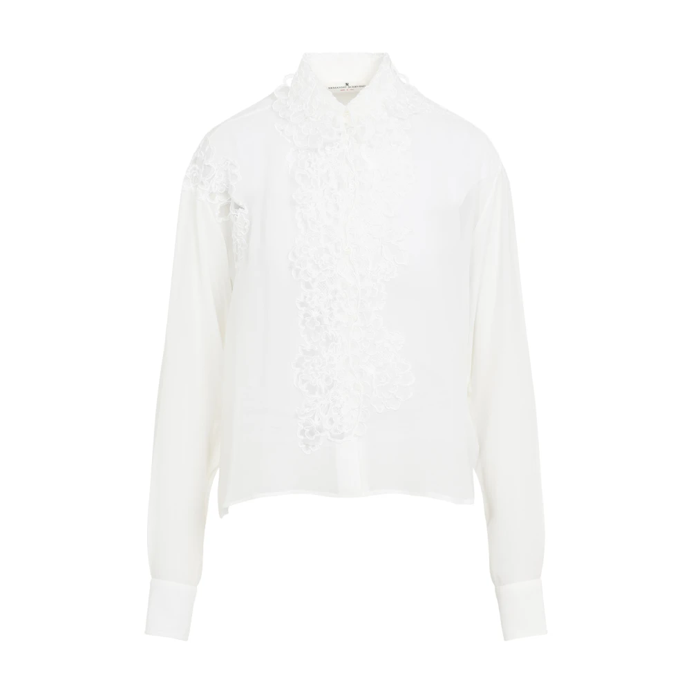 Ermanno Scervino Witte Zijden Overhemd Elegante Stijl White Dames