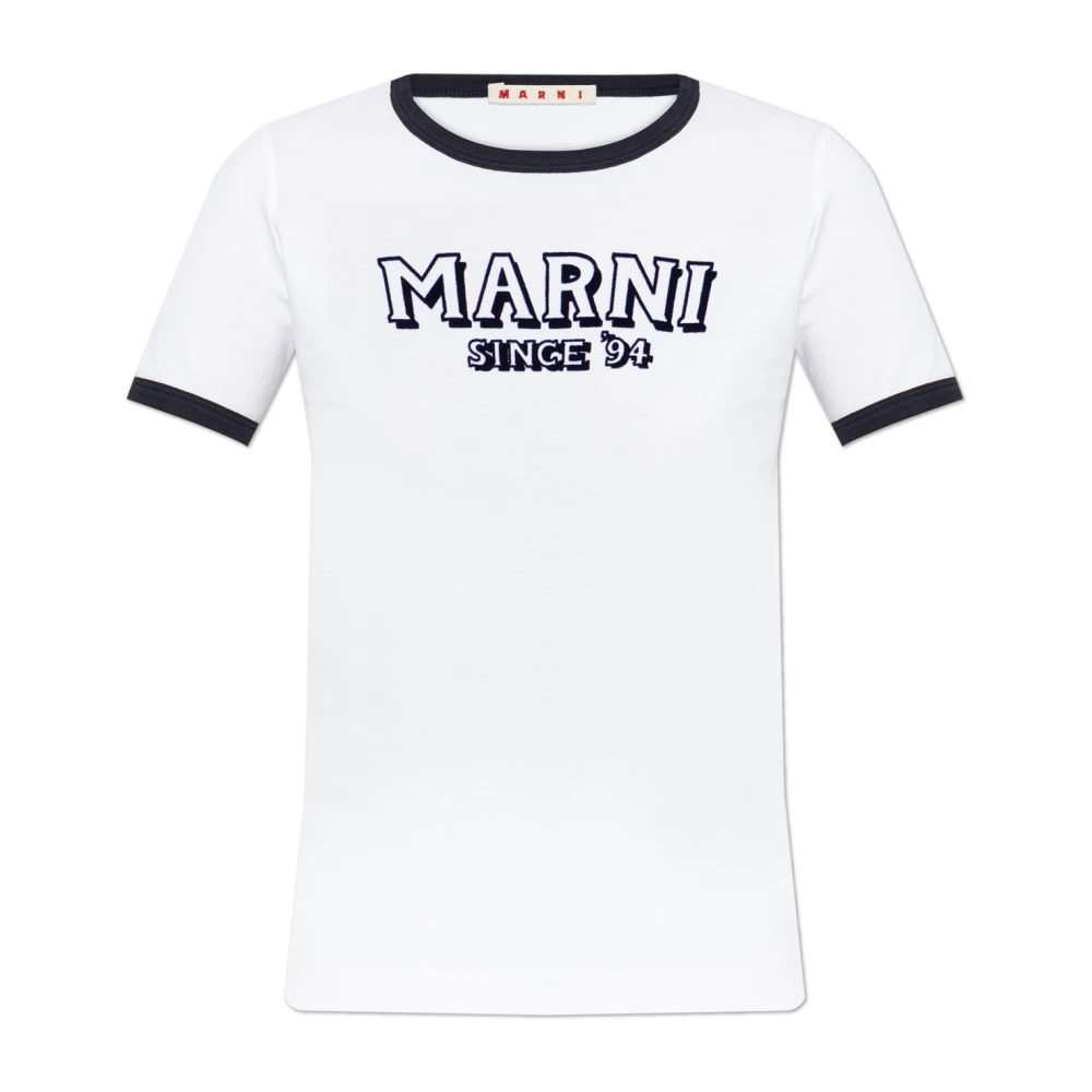 Marni Femme Blanc Tops, Taille: 34 Fr T-Shirt Logo