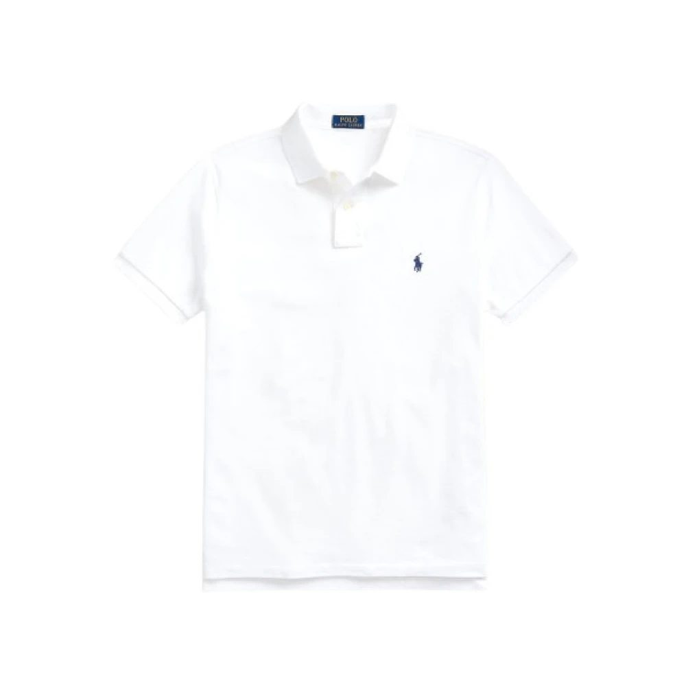 Polo Ralph Lauren Anpassad Slim Bomull Piqué Polo Skjorta White, Herr