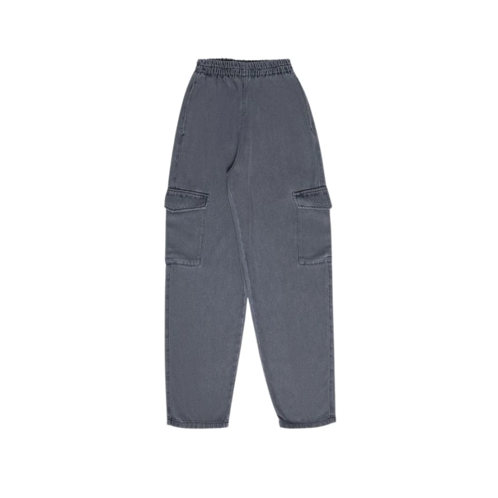 The New Society Gewassen Grijze Denim Cargo Broek Gray Dames