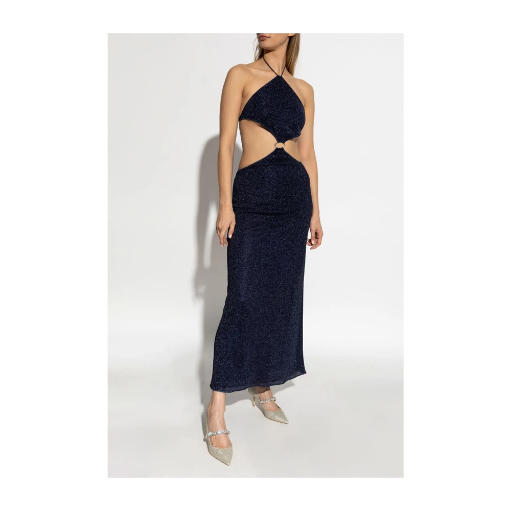 Oseree Blauwe Nacht Lurex Jurk met Cut-Outs Blue Dames