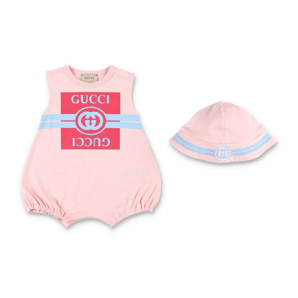 Gucci Rosa Ärmelös Overall med Interlocking G Print Pink, Flicka