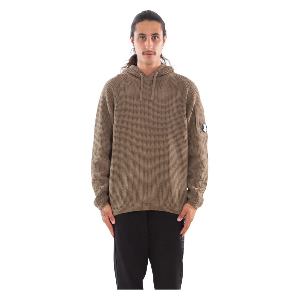 C.P. Company Chenille Wafel Gebreide Hoodie Beige Heren