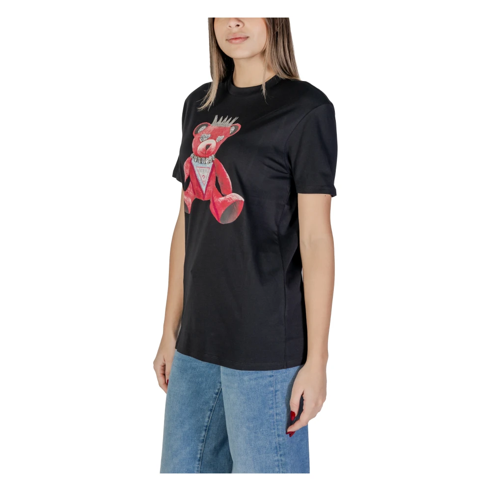 Guess Korte mouw katoenen T-shirt collectie Black Dames