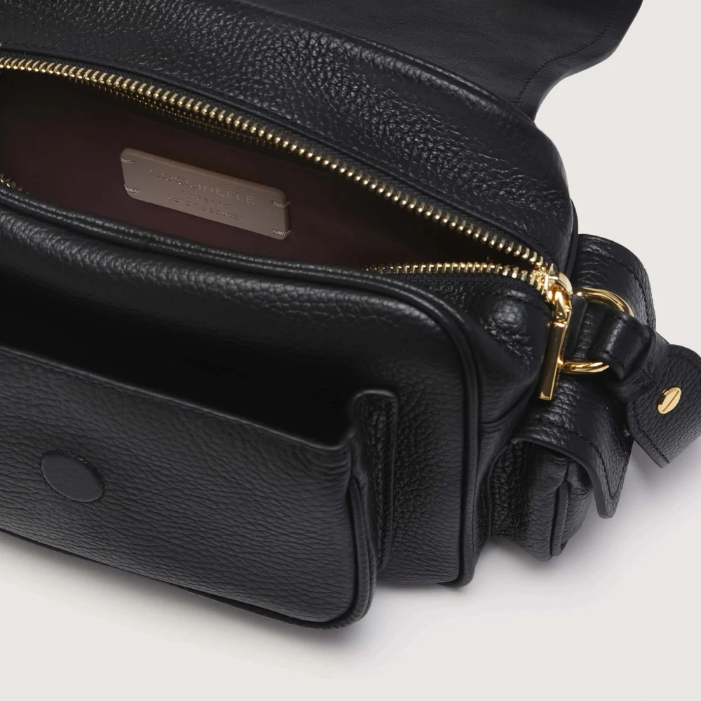 Coccinelle Campus Line Zwarte Leren Schoudertas Black Dames