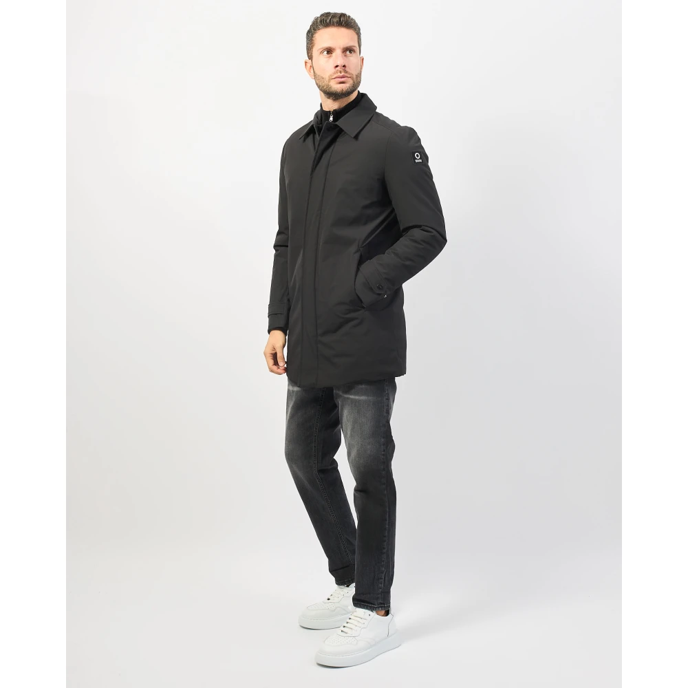 Suns Zwarte jas met ritssluiting en overhemdkraag Black Heren