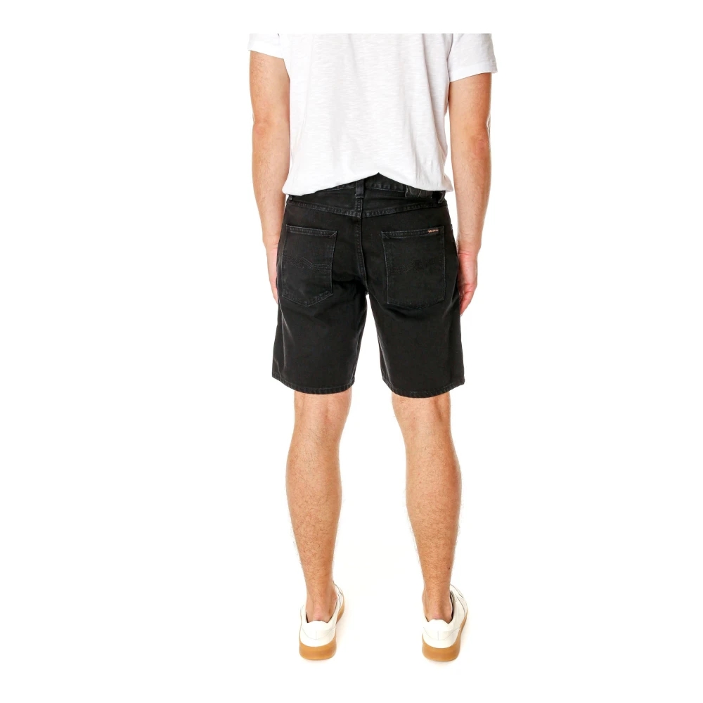 Nudie Jeans Hoge Taille Denim Shorts Black Heren